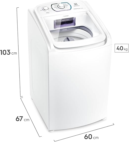 Máquina de Lavar 11kg Electrolux Essential Care Silenciosa com Easy Clean e Filtro Fiapos (LES11) - 220V
