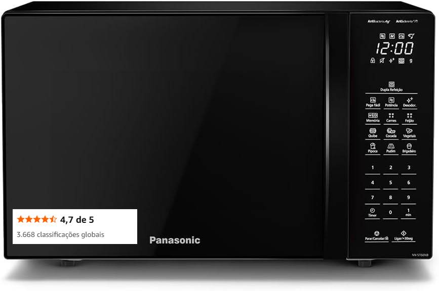 Panasonic Micro-ondas 34L Black Glass 127v NN-ST66NBRU