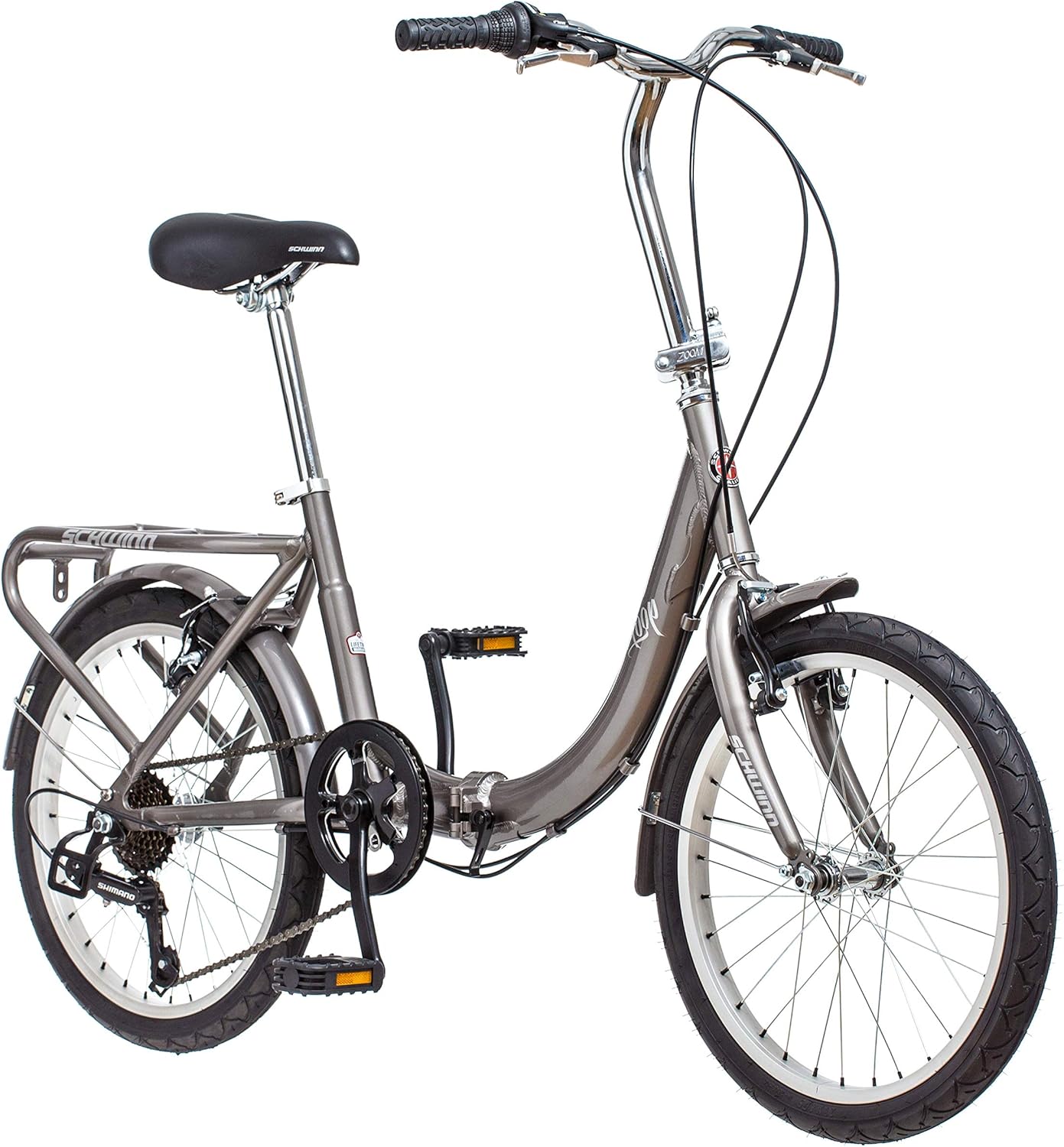 Bicicleta dobrável Schwinn com 7 velocidades e freio integrado
